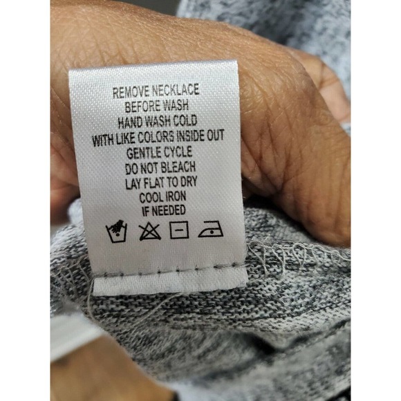 Tacera Solid Gray Polyester Round Neck Long Sleeve Knee Length Sweater Dress M - Picture 11 of 12